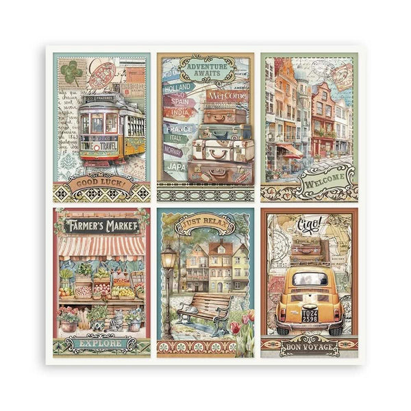 Stamperia Single-Sided Paper Pad 8"x 8" 22/Pkg - Art of Travelling