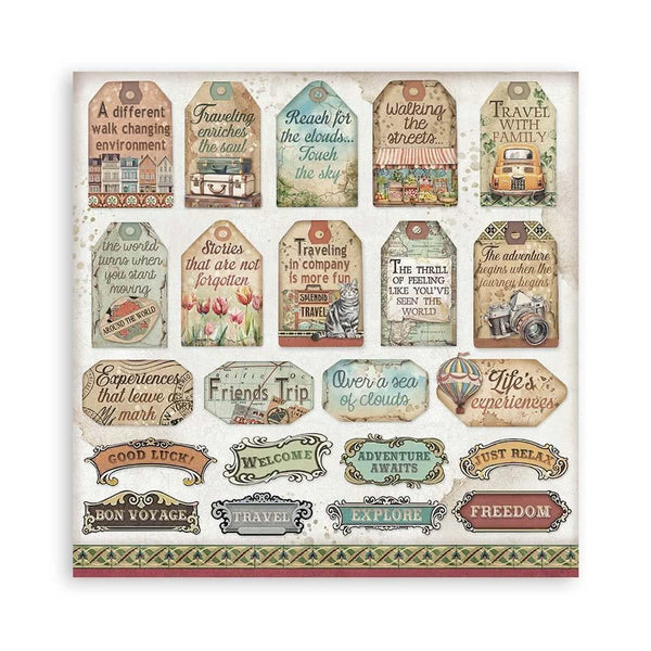Stamperia Single-Sided Paper Pad 8"x 8" 22/Pkg - Art of Travelling