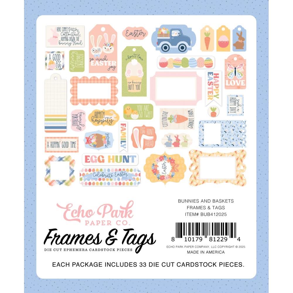 Echo Park Ephemera Frames & Tags, Bunnies And Baskets – CraftOnline