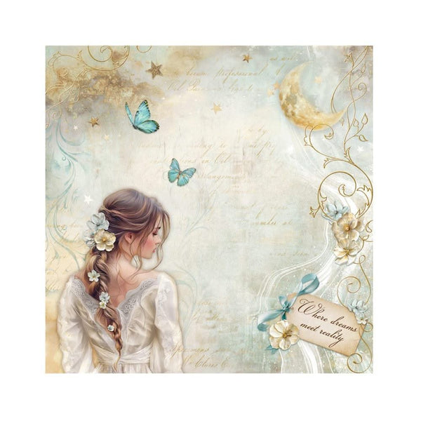 Stamperia Polyester Fabric 12"x 12" 4/Pkg - Masquerade