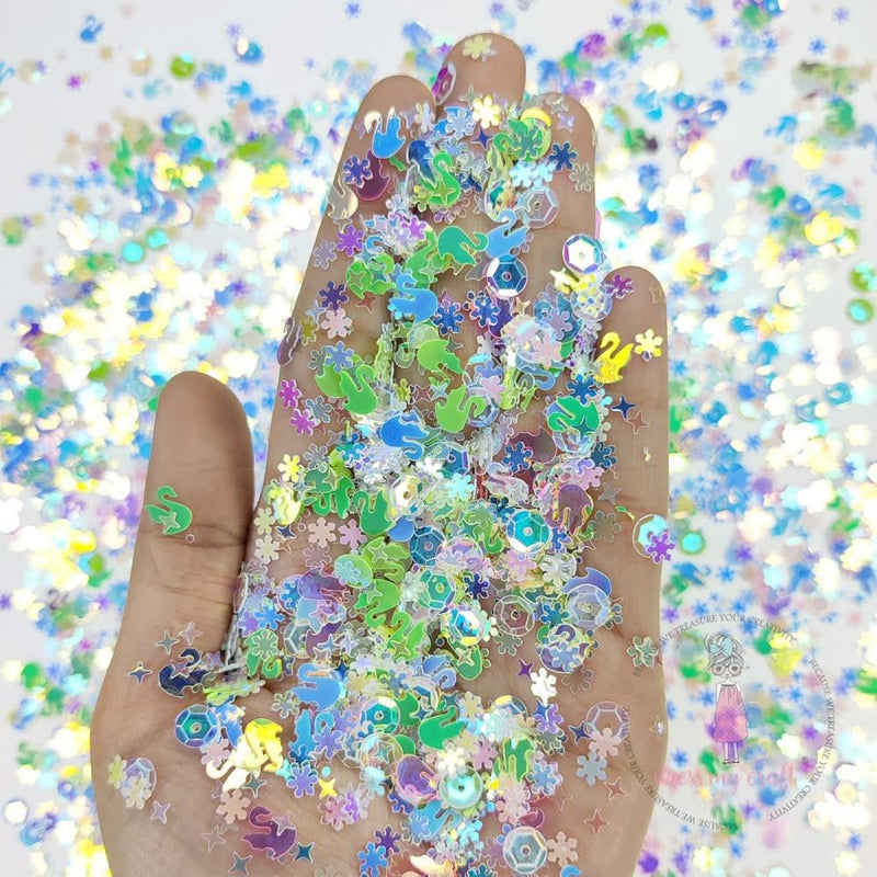 Dress My Craft Sequins 8gms Shining Swan Green Mix