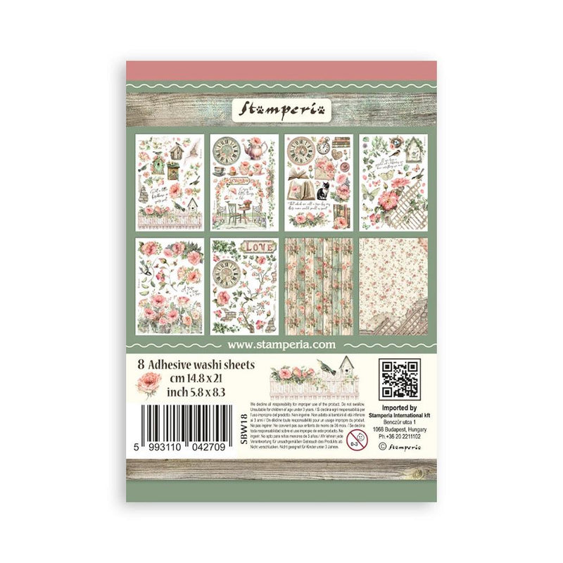 Stamperia A5 Washi Pad 8/Pkg - House of Roses