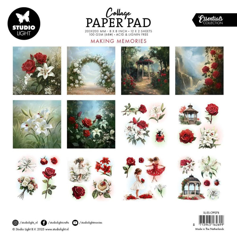 Studio Light Essentials Collage Paper Pad 8"X8" 24 Sheets Making Memories