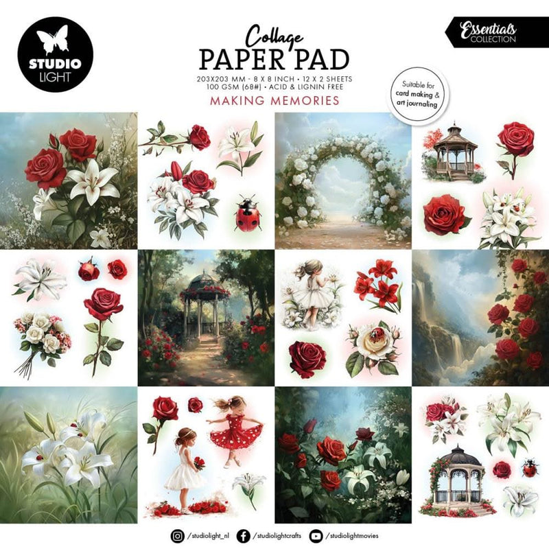 Studio Light Essentials Collage Paper Pad 8"X8" 24 Sheets Making Memories
