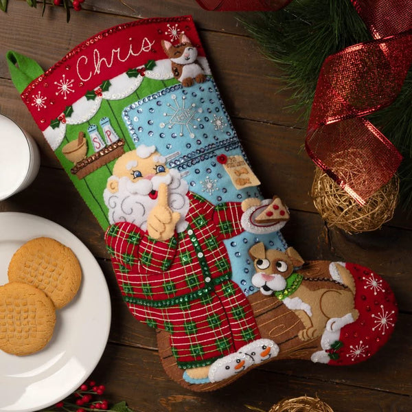 Bucilla Felt Stocking Applique Kit 18" Long Santa's Midnight Snack