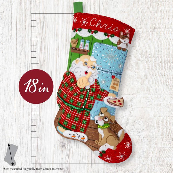 Bucilla Felt Stocking Applique Kit 18" Long Santa's Midnight Snack