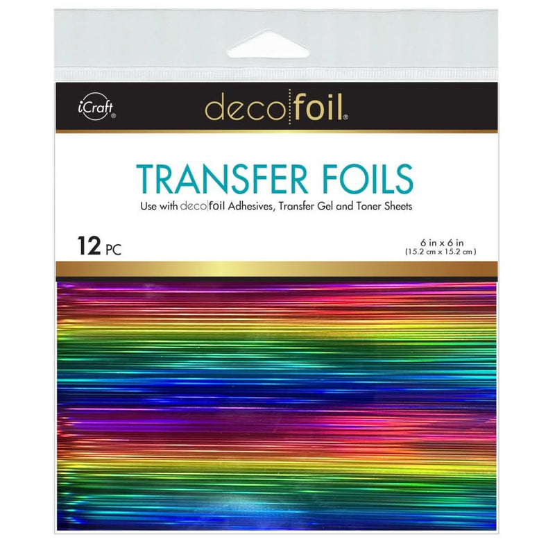 Deco Foil Transfer Sheets 6"X6" 12/Pkg Prismatic Rainbow
