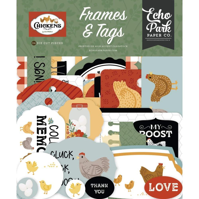Echo Park Chickens Ephemera Chickens, Frames & Tags