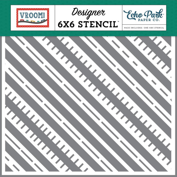 Echo Park Vroom! Stencil 6"X6" Racing Road Tracks