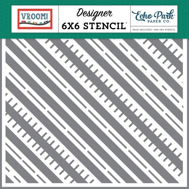 Echo Park Vroom! Stencil 6"X6" Racing Road Tracks