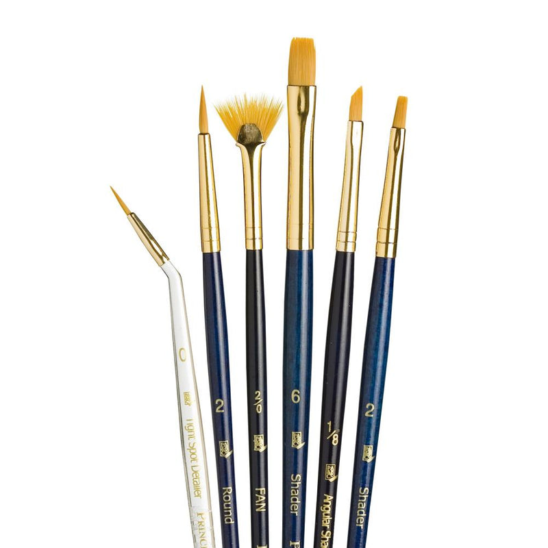 Princeton Real Value Golden Taklon Short Handle Brush Set 6/Pkg