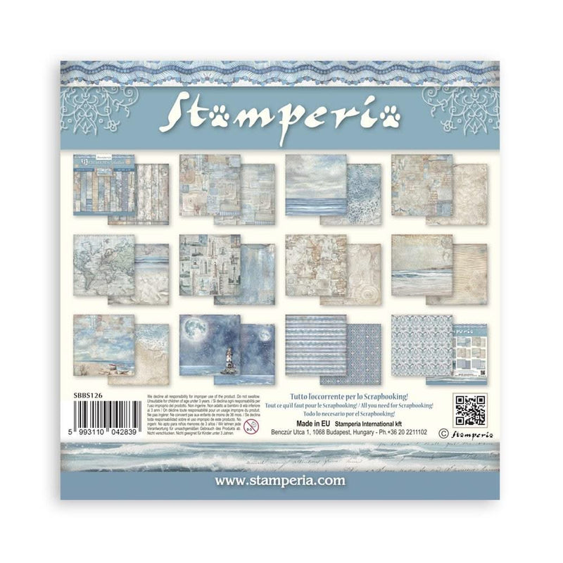 Stamperia Backgrounds Double-Sided Paper Pad 8"x 8" 10/Pkg - Silent Sea