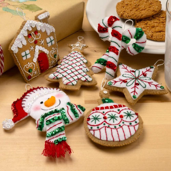 Bucilla Felt Ornaments Applique Kit Set Of 6 Jolly Gingerbread Snowman