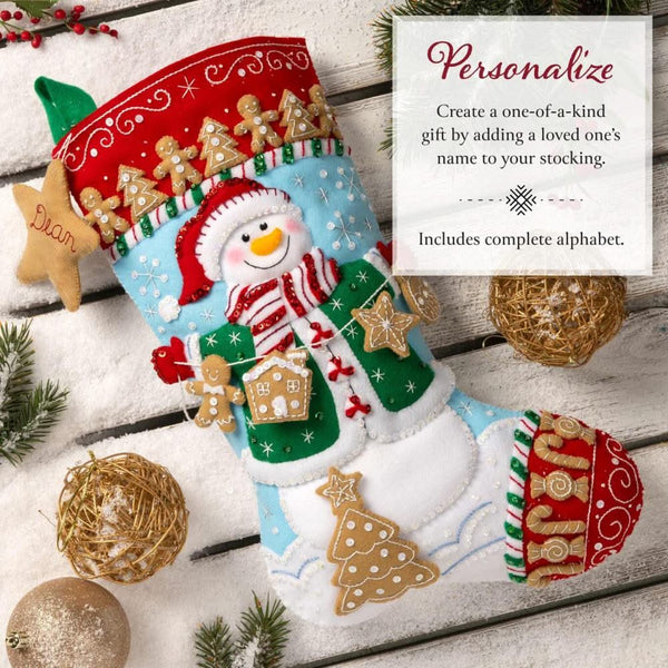 Bucilla Felt Stocking Applique Kit 18" Long Jolly Gingerbread Snowman