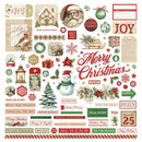 Collection of Christmas-themed decorative elements including Santa Claus, snowmen, and holiday phrases.