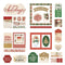 Collection of Christmas-themed decorative elements and cards on a white background