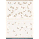 Decorative paper sheet with star and dot patterns on a beige background, licensed by We Love Crafts.