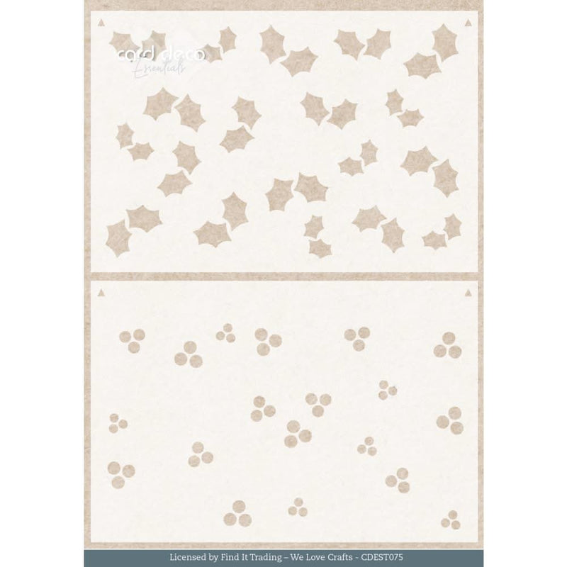 Decorative paper sheet with star and dot patterns on a beige background, licensed by We Love Crafts.