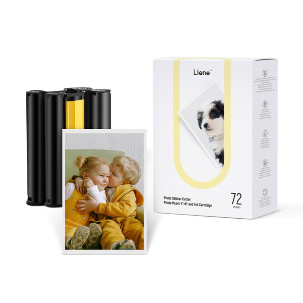 Liene Photo Sticker Cutter Photo Paper 4"x 6" W/Ink Cartridge 72 Sheets
