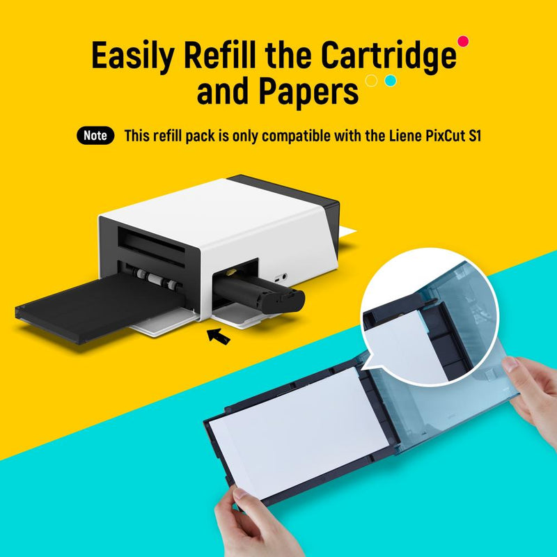 Liene Photo Sticker Cutter Photo Paper 4"x 6" W/Ink Cartridge 72 Sheets