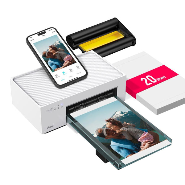 Liene Amber M100 4"x 6" Photo Printer - US Plug + AU Adapter, 20 Sheets & Ink Cartridge