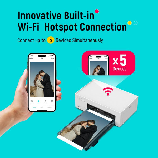 Liene Amber M100 4"x 6" Photo Printer - US Plug + AU Adapter, 20 Sheets & Ink Cartridge