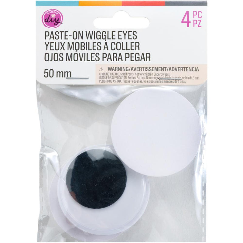 CousinDIY Paste-On Wiggle Eyes 50mm 4/Pkg Black