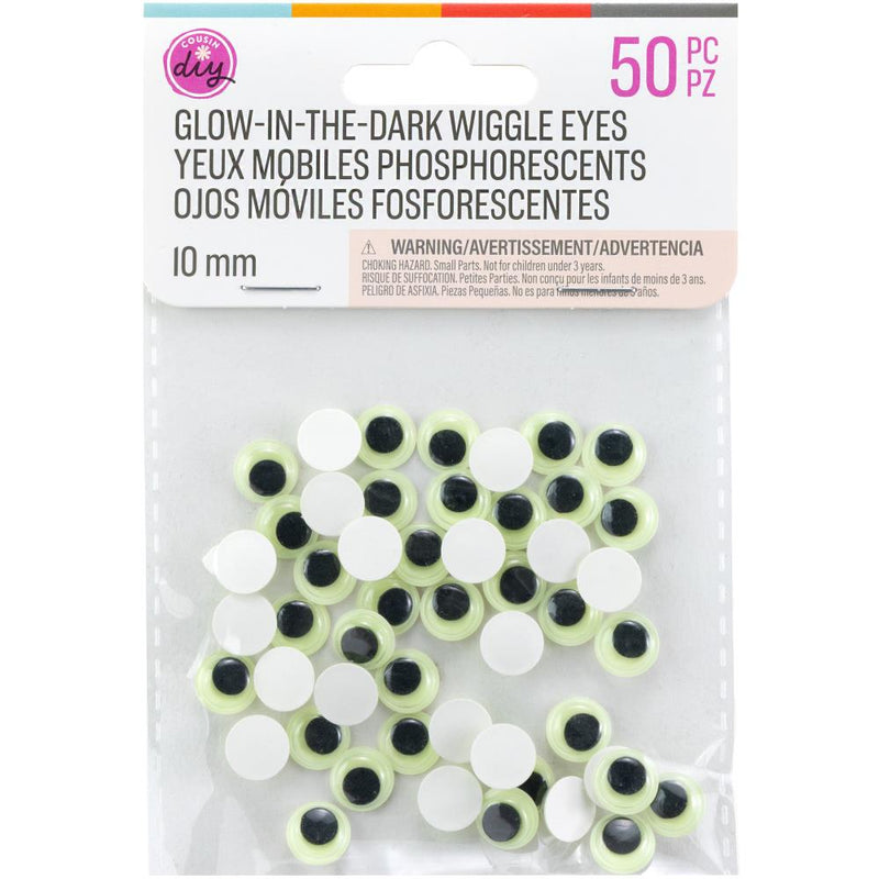 CousinDIY Wiggle Eyes 10mm 50/Pkg Glow In The Dark