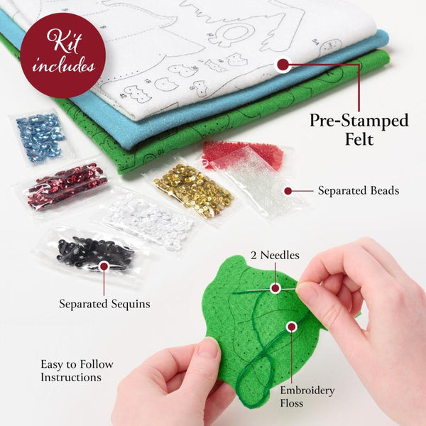 Bucilla Felt Stocking Applique Kit 18" Long Trimming With Tweets