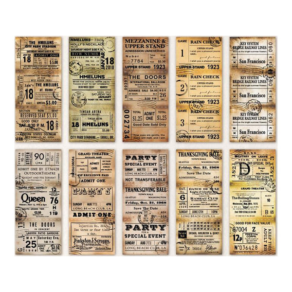 Poppy Crafts Vintage Text Scrap Paper Pack - Ticket Stubs
