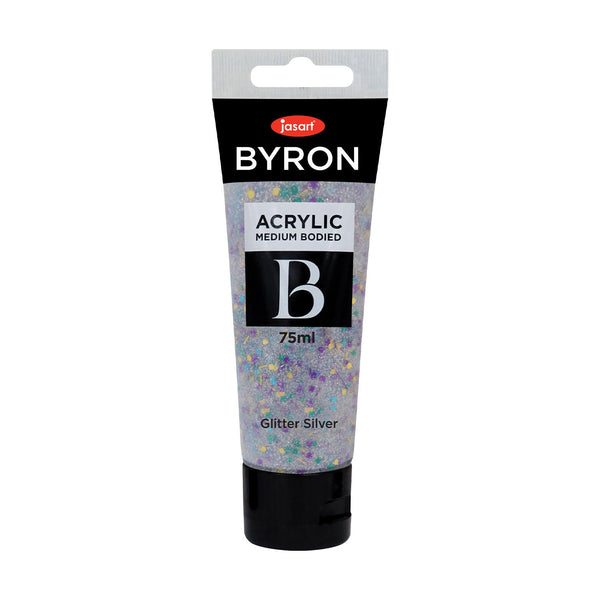 Jasart Byron Acrylic Paint 75ml  - Glitter Silver*