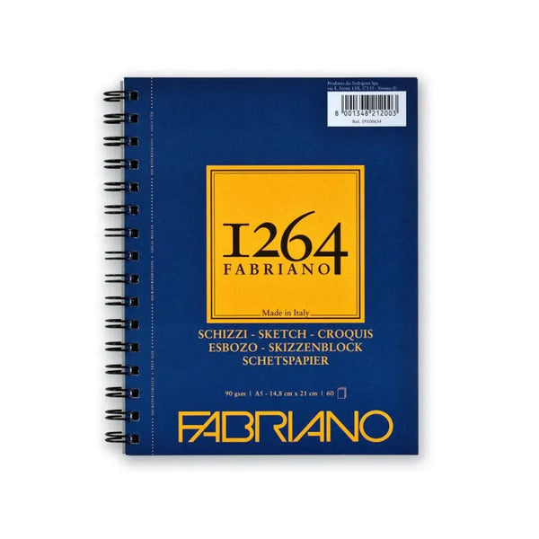 Fabriano 1264 Sketch Pad A5 - Spiral (Long Side) 60 Sheets