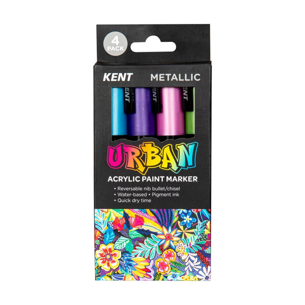 Kent Urban Acrylic Paint Markers 4 Pack - Metallic*