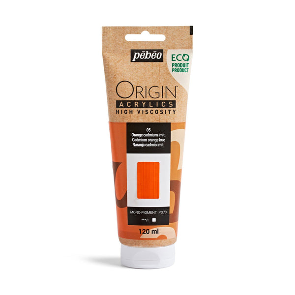 Pebeo Origin Acrylic Paints 120ml - Cadmium Orange Hue