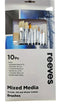 Reeves Mixed Media Brushes Short Handle Set of 10 - No. 2, 3 & 6 Round; No. 6, 8 & 10 Flat; No. 4 Filbert; 30mm Spalter