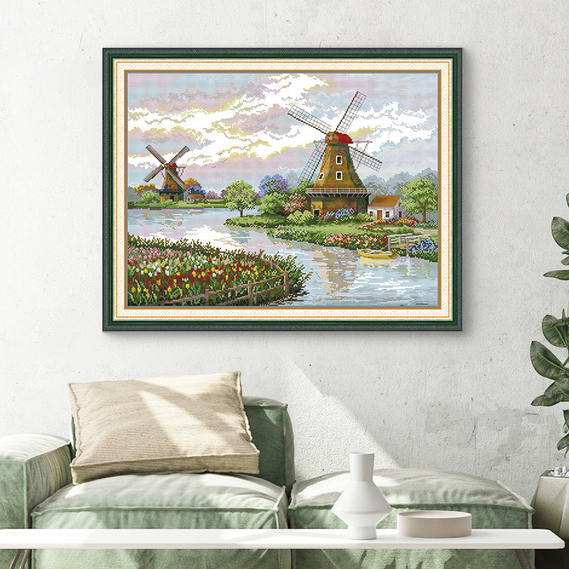Poppy Crafts Cross-Stitch Kit - Dutch Windmills*