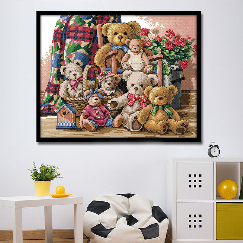 Poppy Crafts Cross-Stitch Kit - Bear Family*