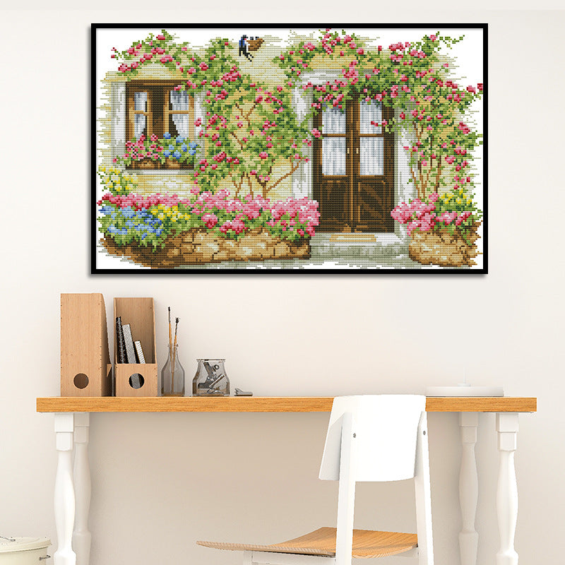 Poppy Crafts Cross-Stitch Kit - Rose Cabin*