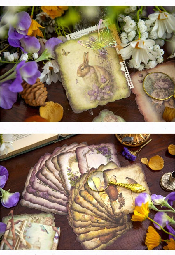 Poppy Crafts Burnt Edge Scrap Paper Pack - Garden of Memories 6 - 50pcs