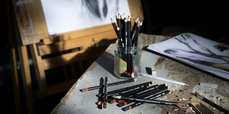 Derwent Tinted Charcoal Pencil Tin Set - 24 Pencils