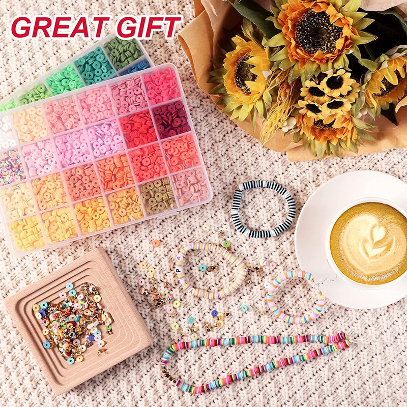 Poppy Crafts Flat Round Polymer Clay Bead Kit - 48 Colours - 5000pcs