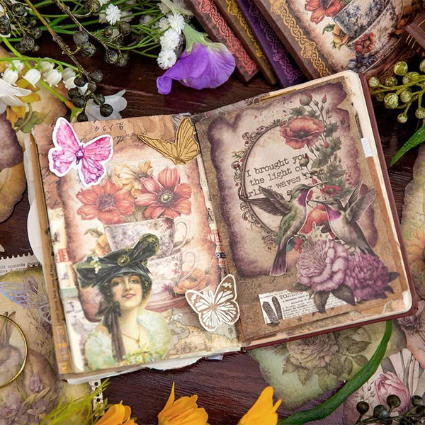 Poppy Crafts Burnt Edge Scrap Paper Pack - Garden of Memories 4 - 50pcs