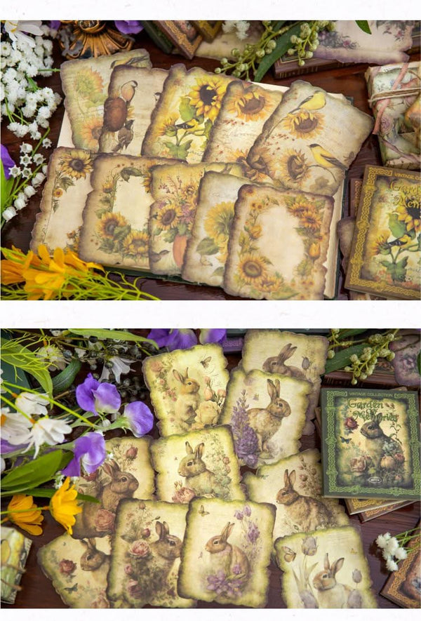 Poppy Crafts Burnt Edge Scrap Paper Pack - Garden of Memories 6 - 50pcs