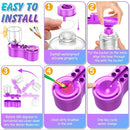 Step-by-step guide on how to install and use a purple water bottle cleaning device.