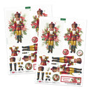 Two Christmas nutcracker die-cut cardboard sheets from K&H Paper Crafts, featuring colorful illustrated nutcrackers with floral garlands and various cut-out accessories, shown on a white background.