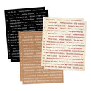 Two sheets of adhesive stickers featuring cute, cute-style English phrases and greetings, displayed on a clean white background.