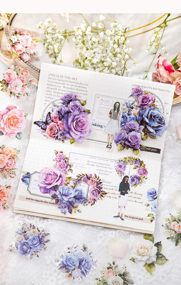 Poppy Crafts Flower Sticker Roll - Blue Roses