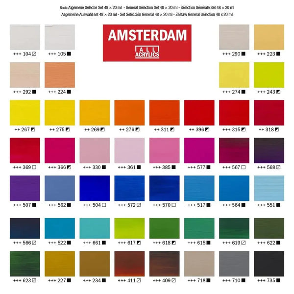 Amsterdam - 20ml General Selection Acrylic Paint Set - 48 Pack*