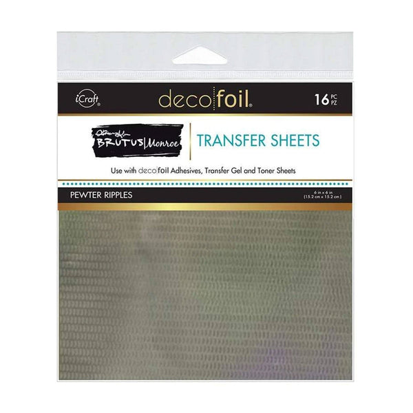 Brutus Monroe & Deco Foil Transfer Sheets 6"x 6" 16/Pkg - Pewter Ripples