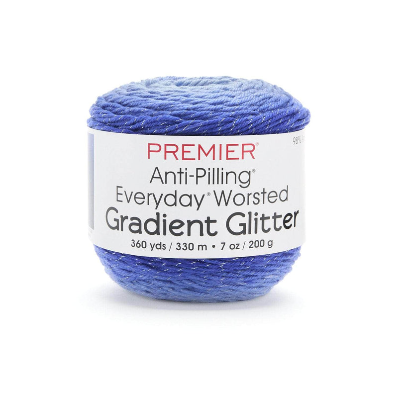 Premier Everyday Worsted Gradient Glitter Yarn - Royal Blue Tones